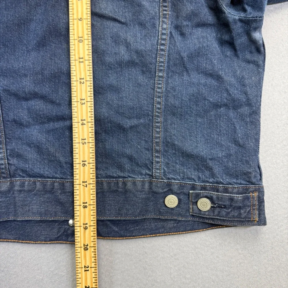 Levi‎ Strauss & Co Mens Dark Wash Denim Trucker Jacket Blue Cotton Size Large